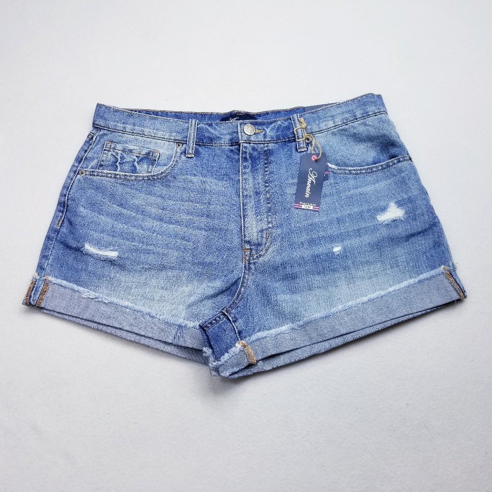 Anvain Mid Rise Light Wash Denim Shorts -14- NWT